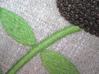 庭の花刺繍・フレンチノット