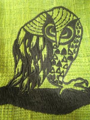 フクロウ刺繍
