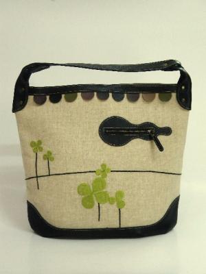 きりん刺繍、ショルダーバッグ