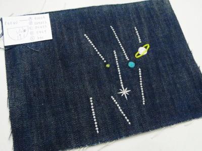刺繍、流れ星