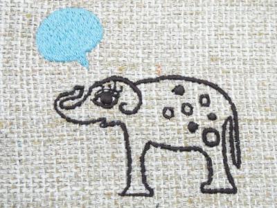 象の刺繍