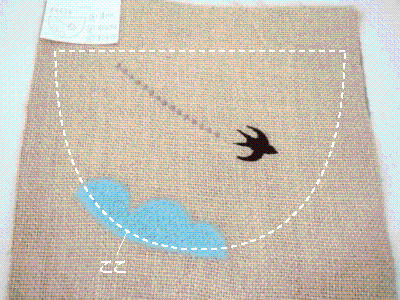 燕と雲の刺繍