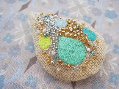 クリムト、刺繍ブローチ