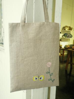 手刺繍、A4トートバッグ
