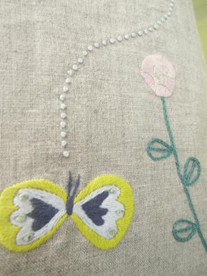 手刺繍、A4トートバッグ