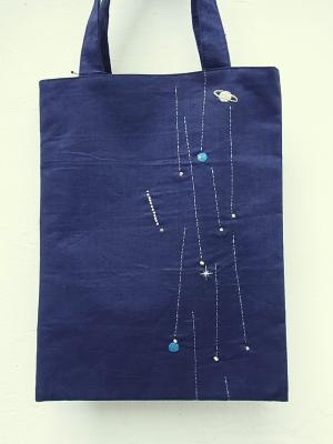 手刺繍、A4トート
