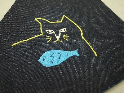 ねこ刺繍