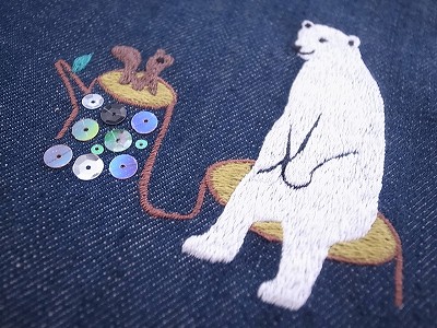 森のくまさんリスさん刺繍