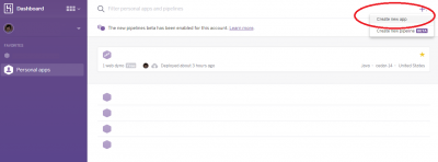 heroku でapp作成
