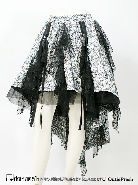 QutieFrash ロングスカート モノクロ シルバー QutieFrash ロングスカート モノクロ シルバー