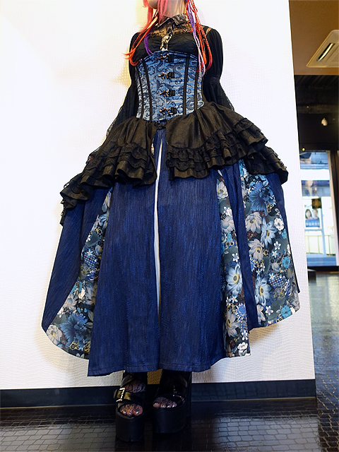 新作★和柄＋ドットフレアスカート、和柄フレアスカート ドット柄 フレアスカート スカート レディース 柄 送料無料・再再販