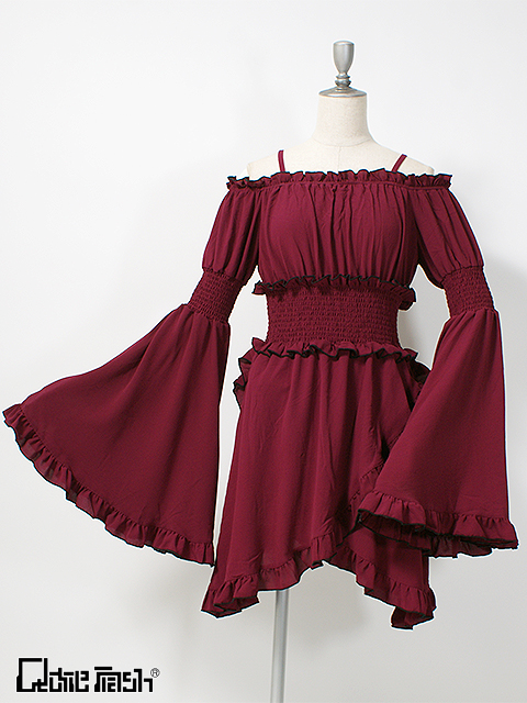 QutieFrash 赤と黒のノースリーブチュニック