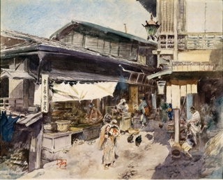 絵画 ロバートフレデリックブラム フラワーマーケット、東京 固い