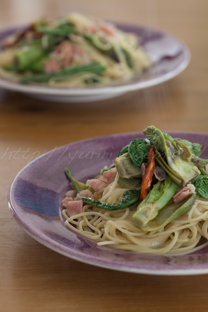 20150428こごみとたらの芽のパスタ.jpg