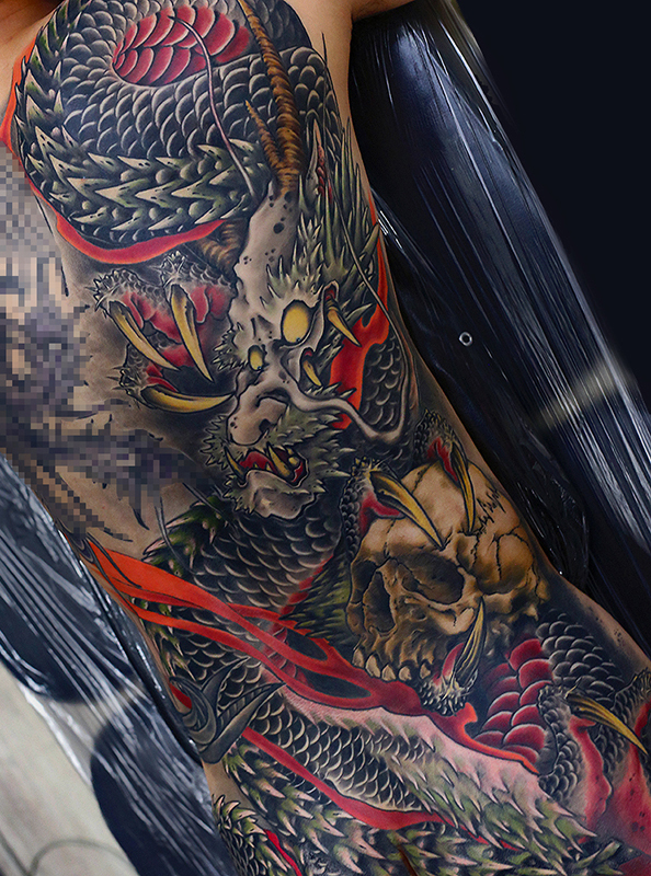 龍と骸骨 背中 完成 | YK-TATTOO BLOG