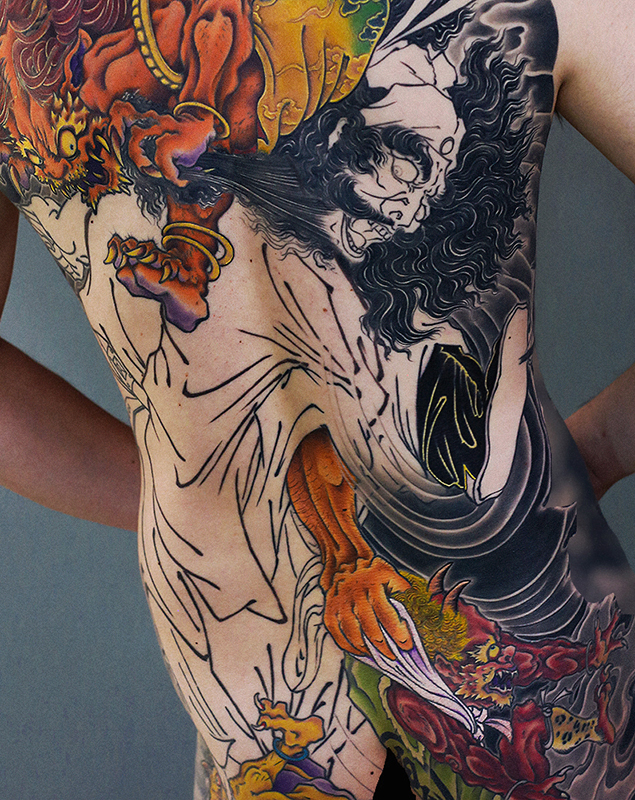 鍾馗鬼退治 背中一面 製作中 | YK-TATTOO BLOG