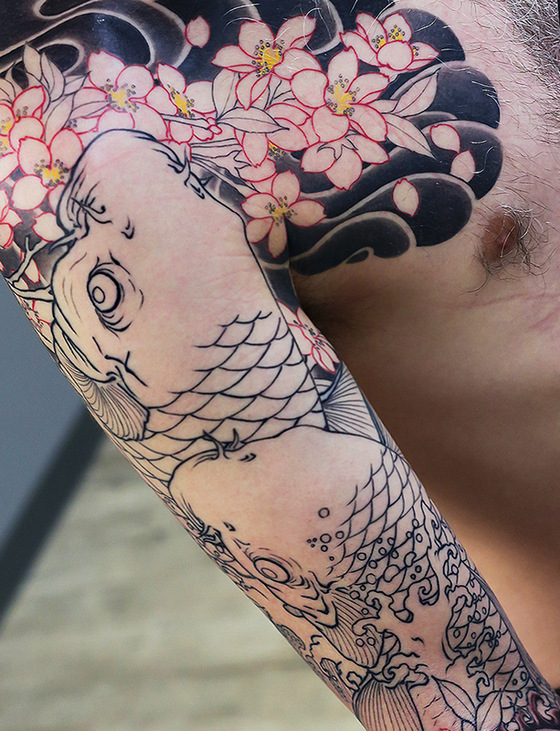 鯉と桜 腕 製作中 | YK-TATTOO BLOG