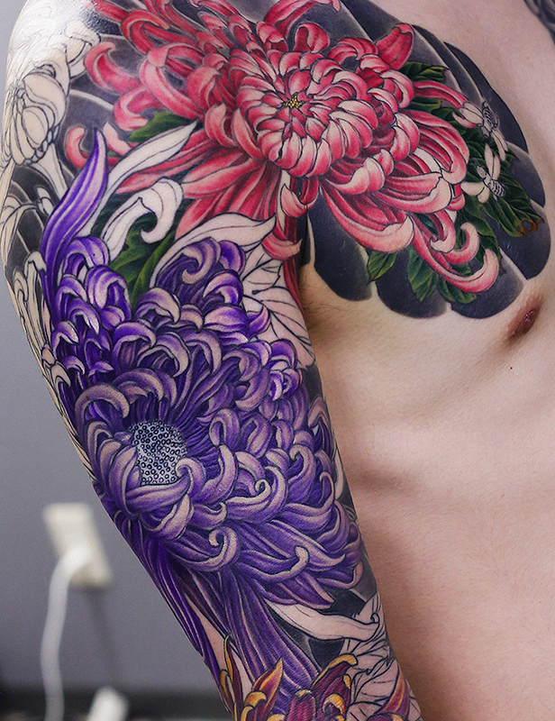 菊 腕 製作中 | YK-TATTOO BLOG