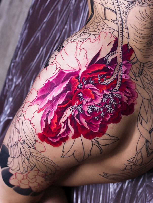 様【1903】鳳凰裏牡丹彫りスフィア 鳳凰 牡丹 背中一面 制作中 | YK-TATTOO BLOG