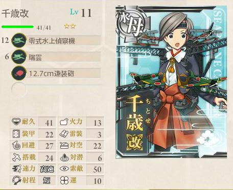 千歳改 千代田改から甲に改造レベルに達した 艦これにハマった女子のプレイ日記