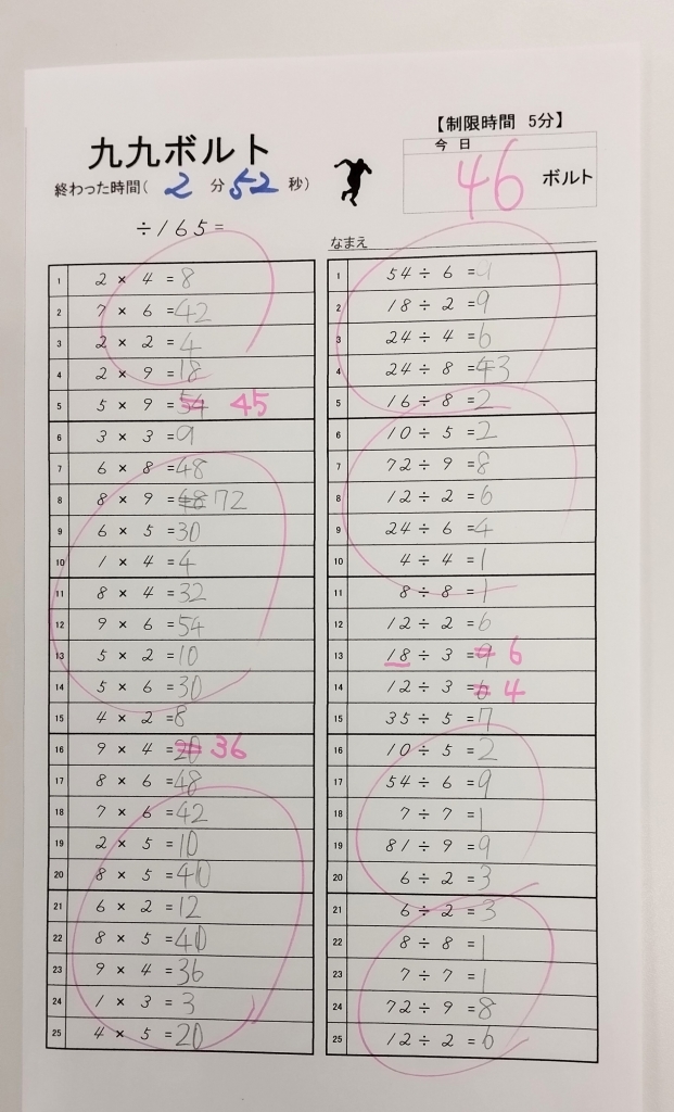 間違いはあるが早くなってる | きねむちそろばん教室のブログ