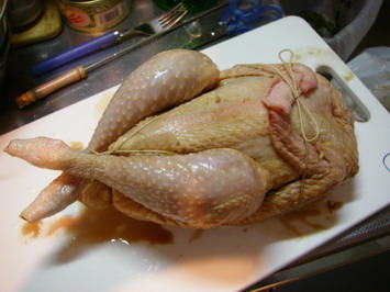 鶏を縛って・・・