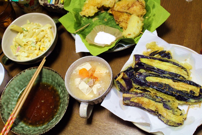 なすの照り焼き弁当 なすの天ぷら献立 自由時間