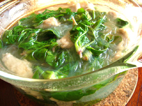 小菠菜粉絲肉片湯