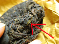 緑の茶葉が見える熟茶