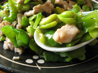 青椒肉片炒豆瓣