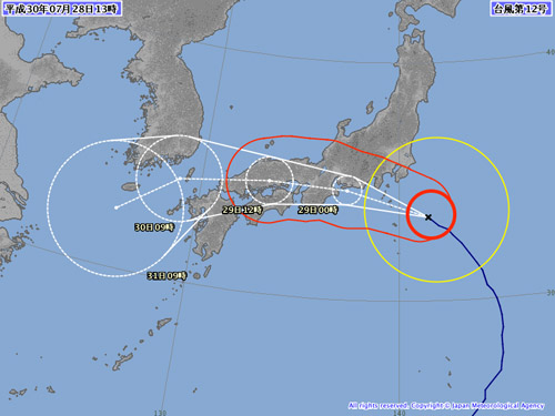 台風12号進路予想図