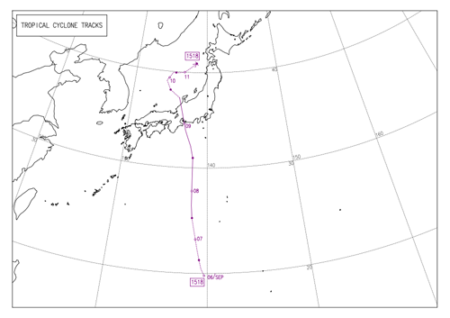 過去の台風進路