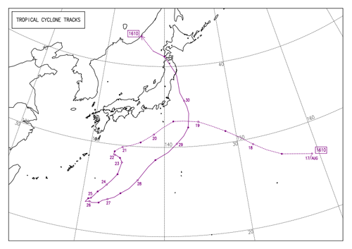過去の台風進路