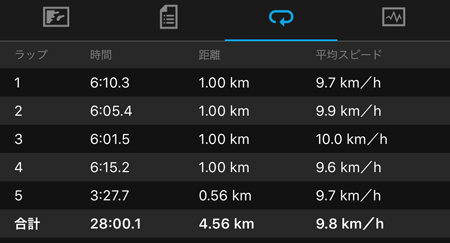 GARMIN fenix5S ジョギング記録