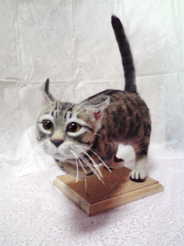 羊毛フェルト猫 キジトラ猫人形 | 猫人形の部屋 隻眼の猫