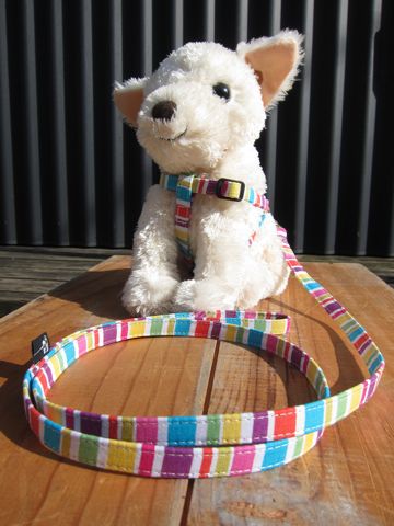 フントヒュッテオリジナル首輪カラーリードリーシュハーネス文京区hundehutte東京かわいい犬の首輪ヴィンテージ生地柄カラフルボーダー Colorful Border Collar Leash Harness_7.jpg