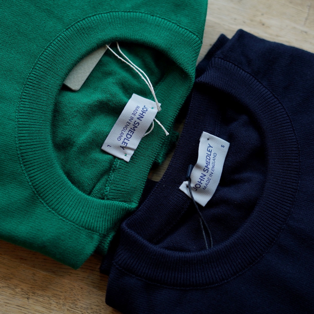 JOHN SMEDLEY ネイビー シーアイランドコットンニット S JOHN SMEDLEY（ジョンスメドレー） シーアイランドコットン 30