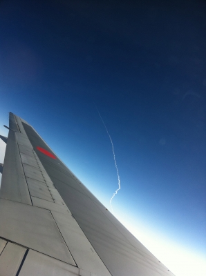 機内から見たH2ロケット
