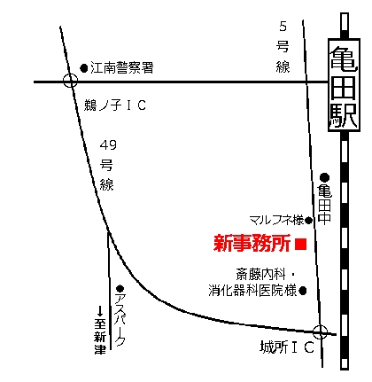 セレクトハウス事務所への略地図（新潟の無垢の家を作るなら）