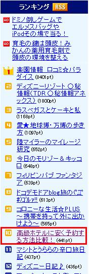 livedoor blog 旅行で10位