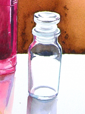 水彩画によるガラス瓶の描き方 クゥちゃんパパーいしげゆきおの水彩画教室