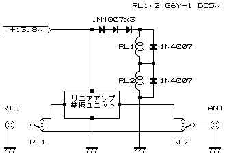 スルー付きプリアンプユニット回路図