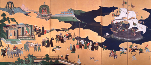 安土 南蛮図屏風 2個セット｜説明書・新聞切り抜き付｜記念複製屏風 南蛮屏風」を読む3 | 長崎ディープ ブログ