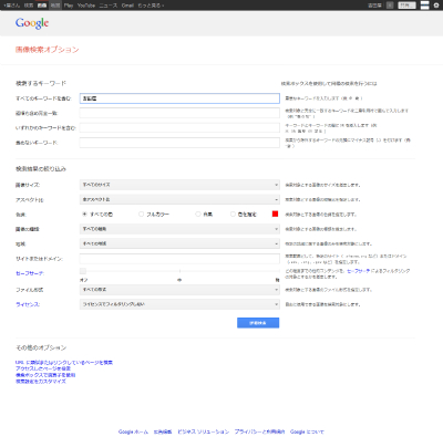 Google 画像検索オプション
