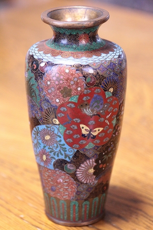 七宝焼 銀線象嵌 花文 花瓶 M 6100C （明治七宝花瓶 | ”Blog
