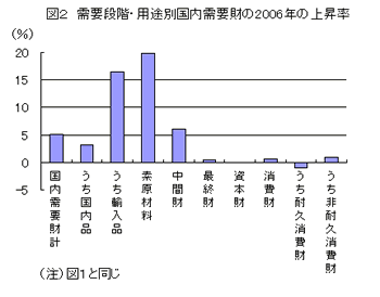 需要段階・用途別国内需要財の2006年の上昇率