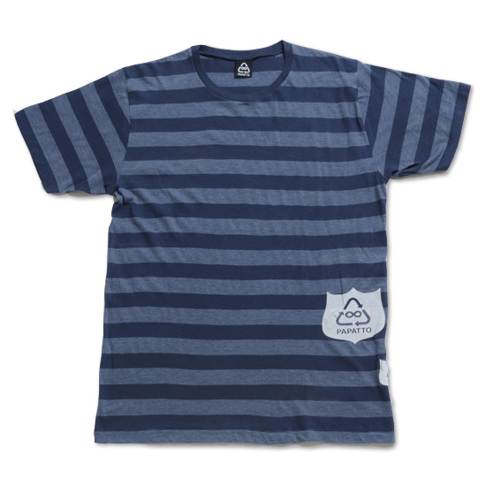 ボーダーエンブレムTシャツ メンズ/アオ フロント