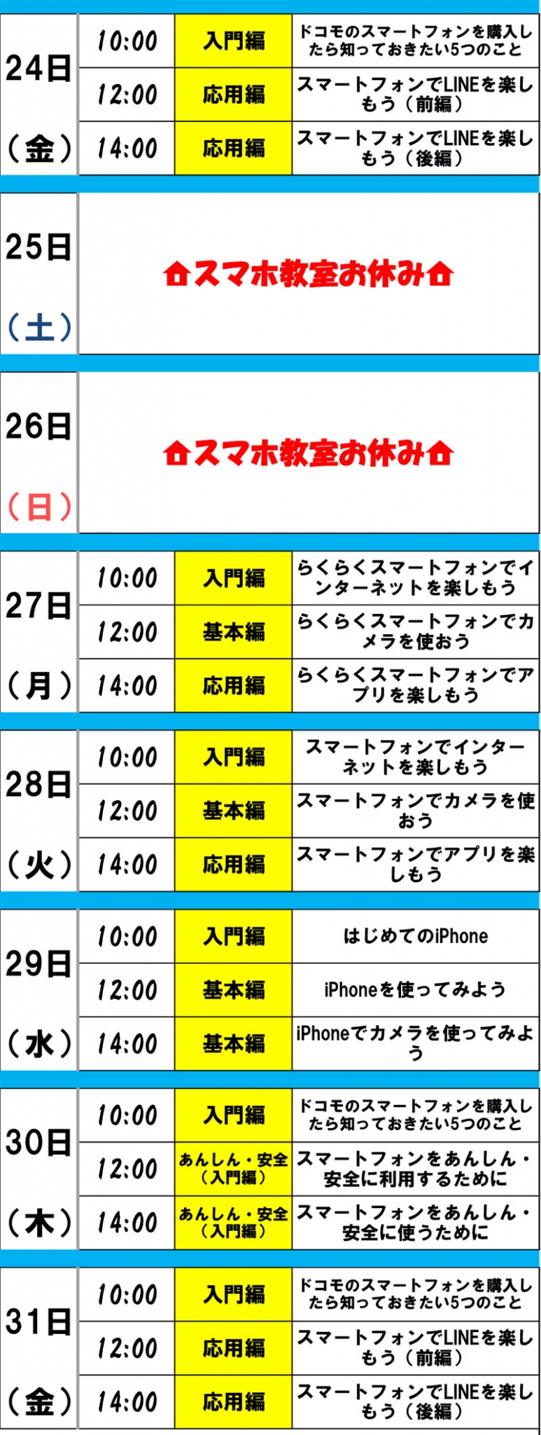 2020年 ドコモ docomo スマホ教室 スマートフォン教室 7月