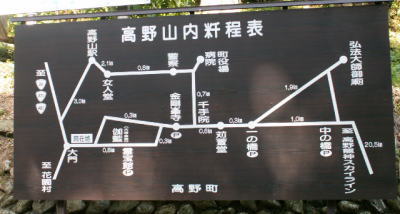 大門の近くの高野山の案内地図