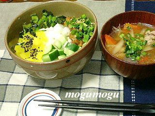 漬け物納豆丼
